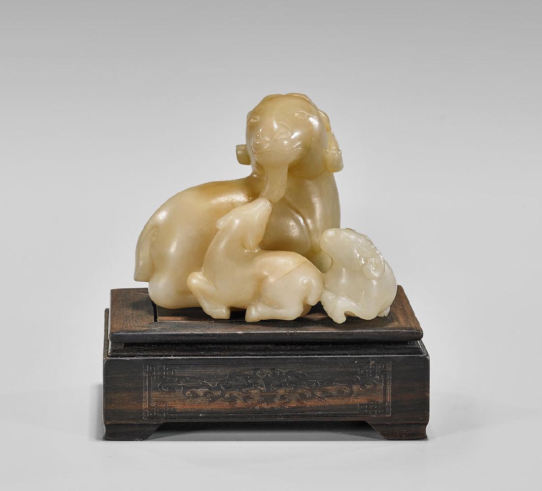 CARVED JADE RAM GROUP (1 of 2)