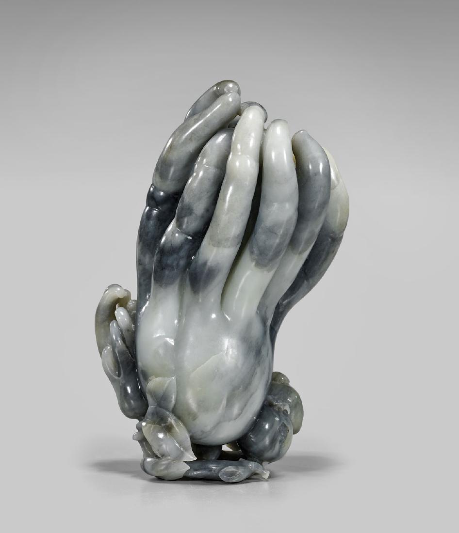 CARVED GREY JADE 'BUDDHA'S HAND' CITRON (1 of 2)