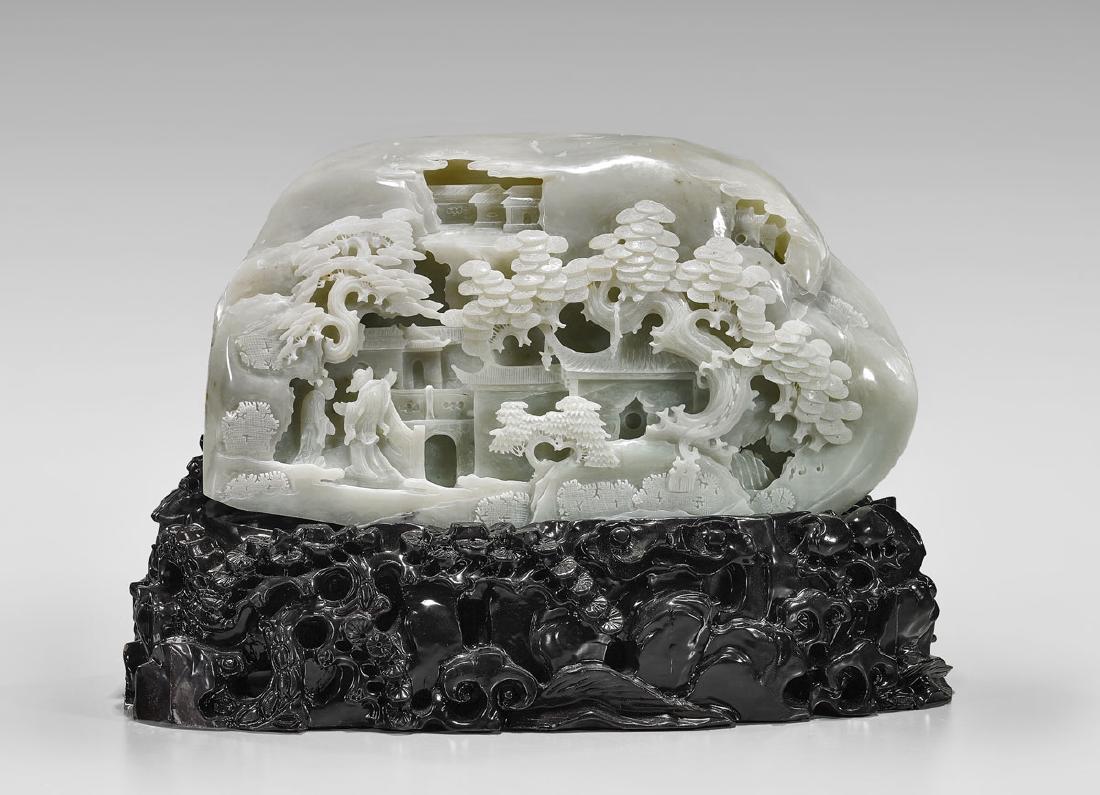 CARVED CELADON JADE MOUNTAIN (1 of 2)