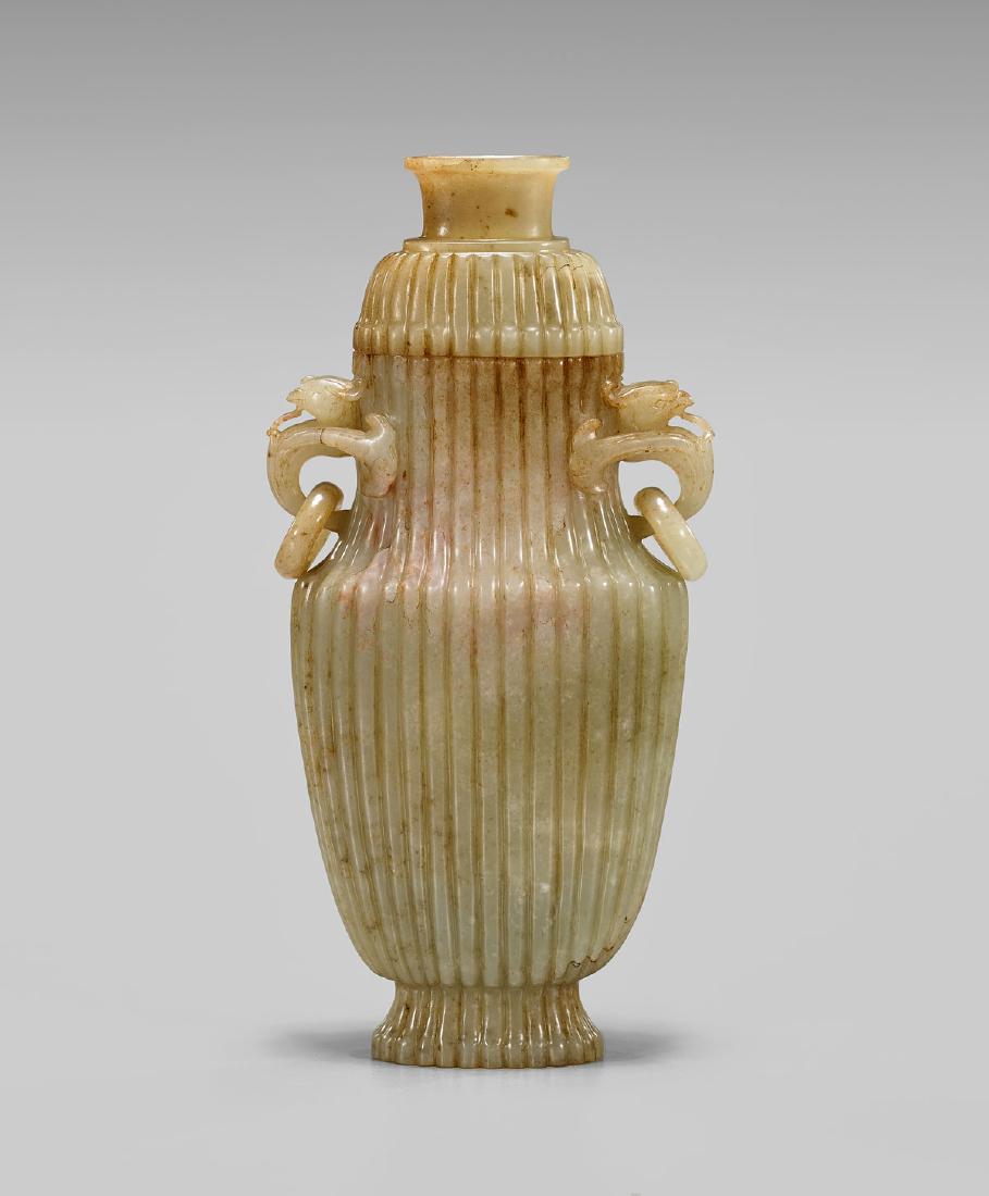 19TH CENTURY CARVED JADE COVERED VASE (1 of 2)