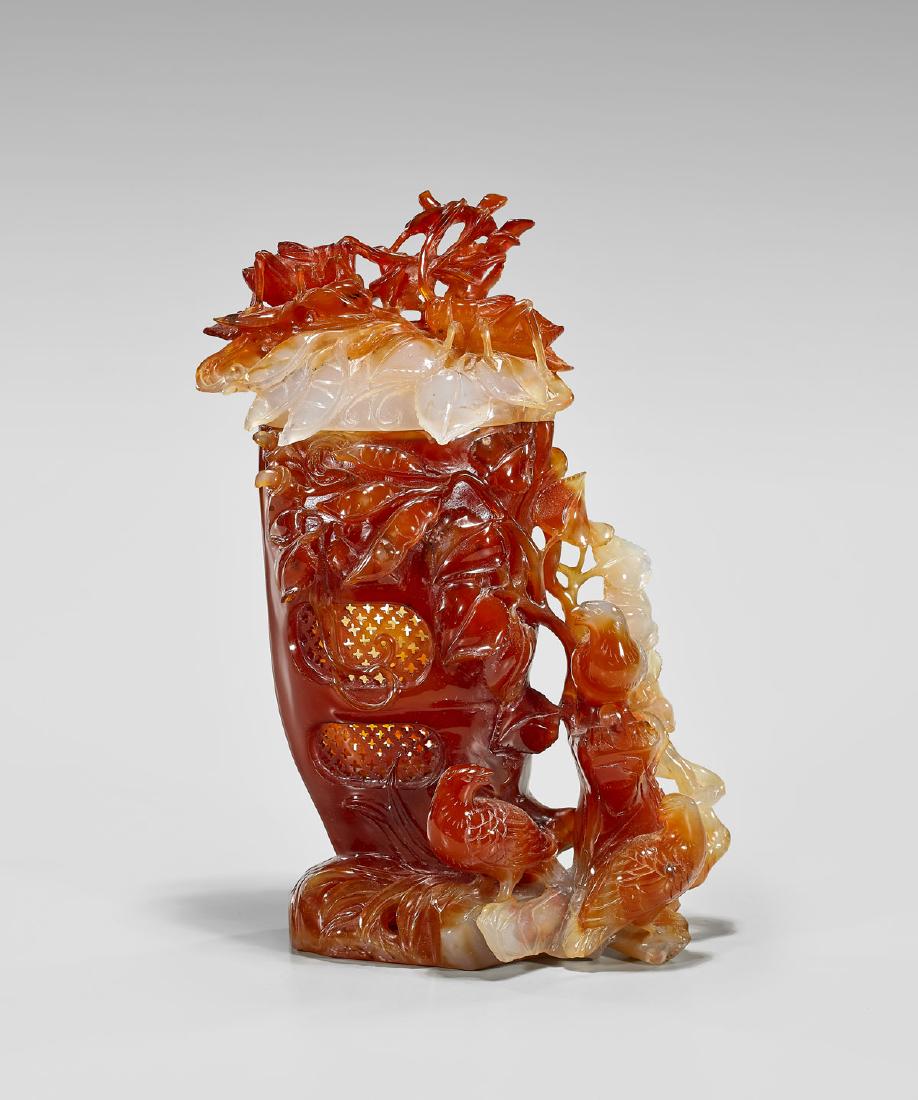 CARNELIAN AGATE RETICULATED VASE (1 of 2)