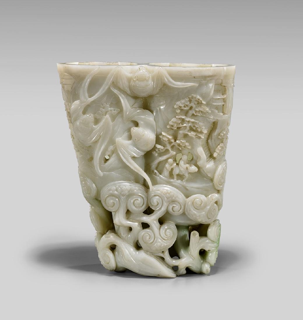CARVED HARDSTONE DOUBLE VASE (1 of 2)