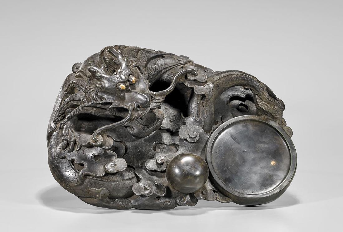 LARGE CARVED 'DRAGON' INKSTONE (1 of 2)