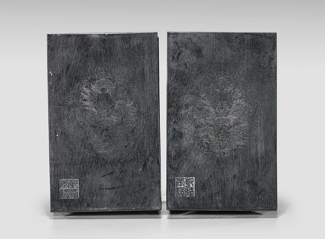 TWO CARVED JADE OR HARDSTONE BOOKS (1 of 3)