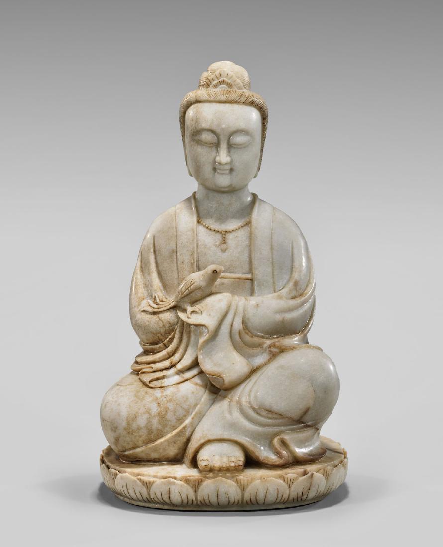 CARVED STONE FIGURE OF GUANYIN (1 of 2)