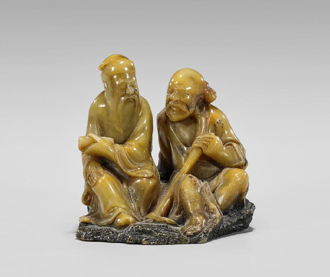 CARVED SOAPSTONE FIGURAL GROUP (1 of 2)
