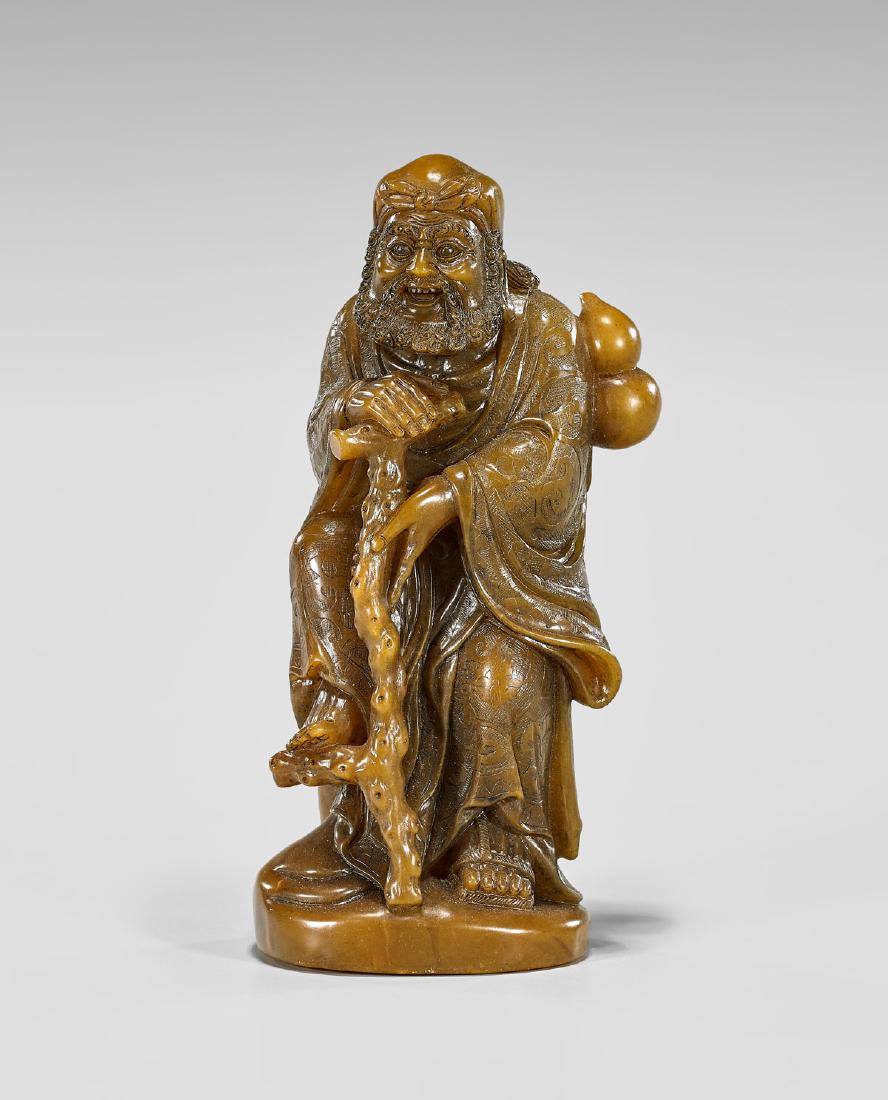 CARVED SOAPSTONE FIGURE OF A LOHAN (1 of 2)
