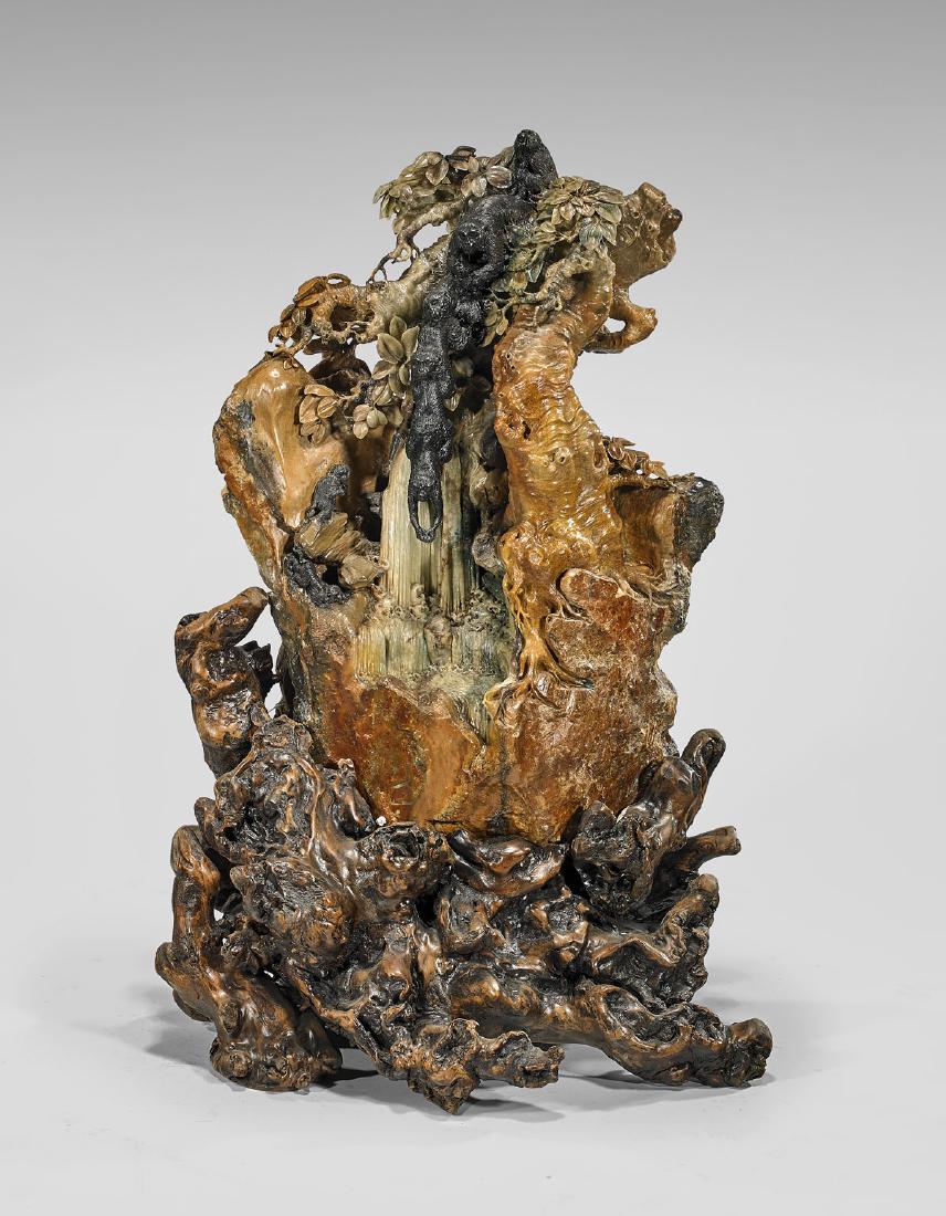 LARGE CARVED SOAPSTONE MONKEY GROUP (1 of 2)