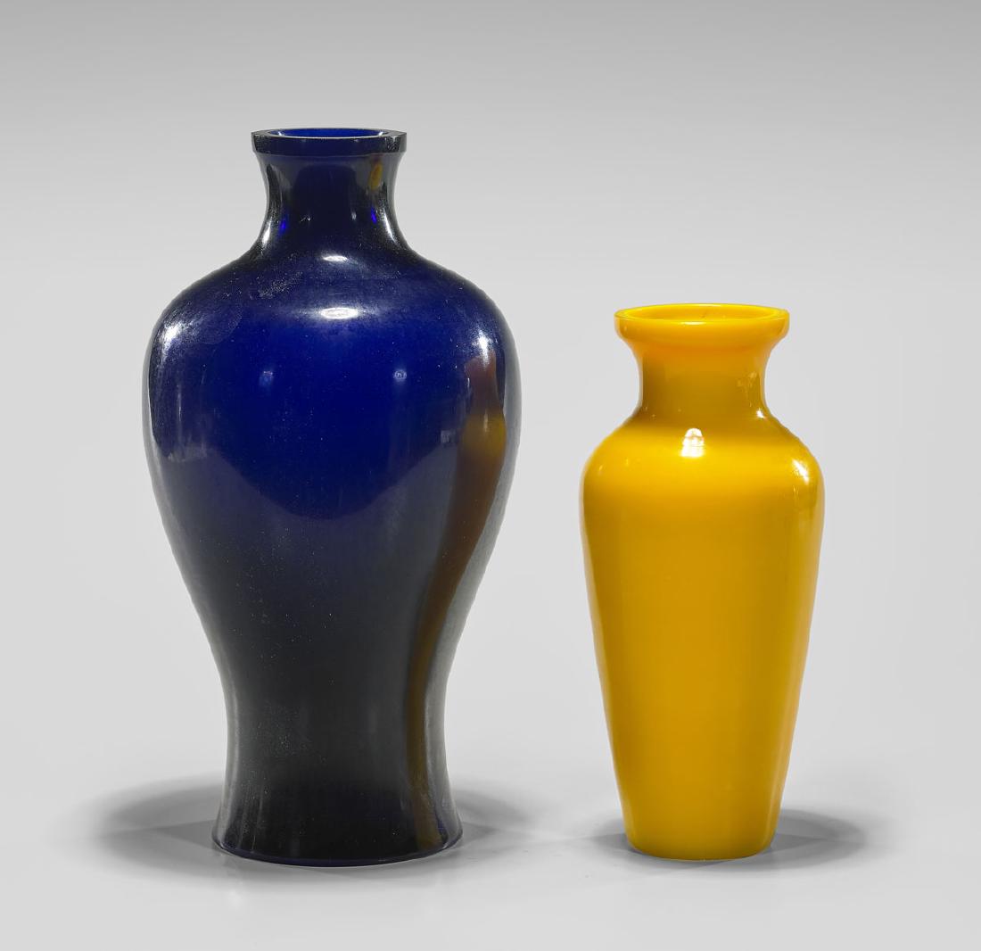 TWO MONOCHROME GLASS VASES (1 of 2)
