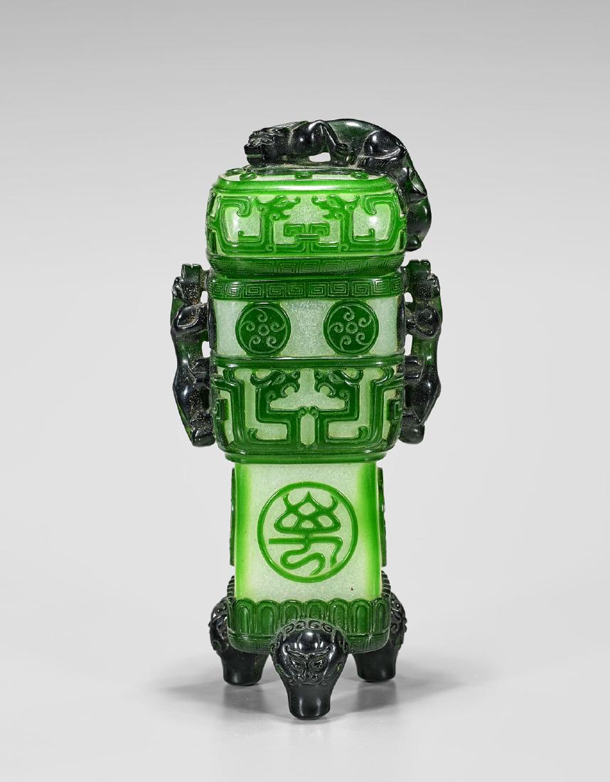 GREEN OVERLAY SNOWFLAKE GLASS VASE (1 of 3)