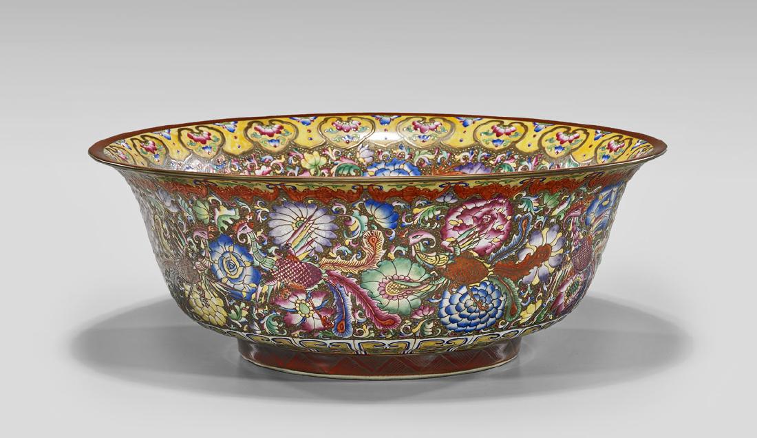 LARGE GILT & ENAMELED PORCELAIN BOWL (1 of 4)