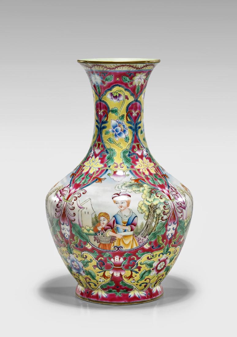 EXPORT-STYLE ENAMELED PORCELAIN VASE (1 of 3)
