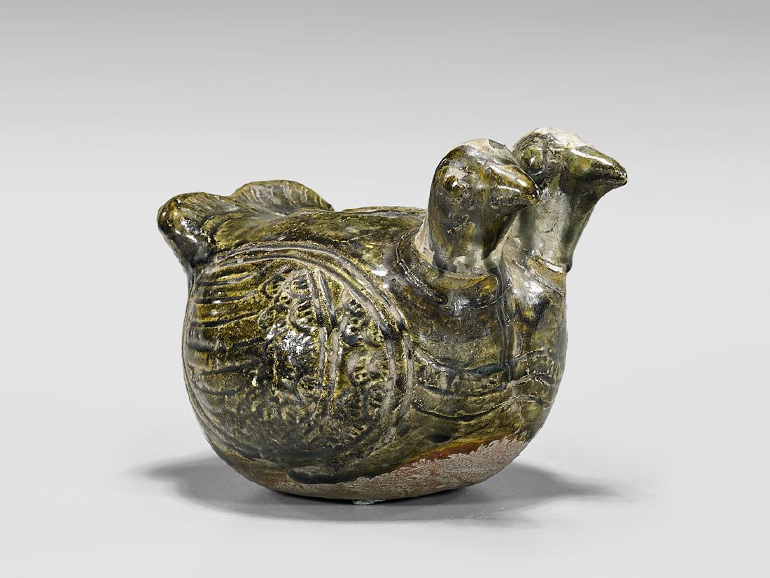 GREEN GLAZED DUCK-FORM WATER POT (1 of 2)