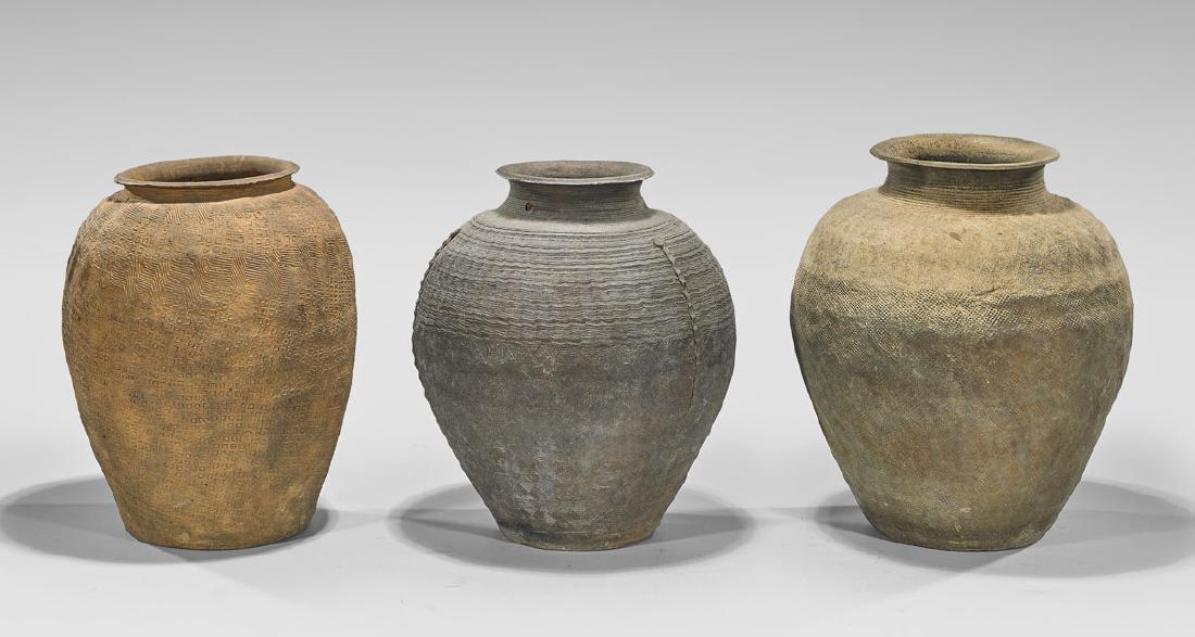 THREE WARRING STATES POTTERY JARS (1 of 1)
