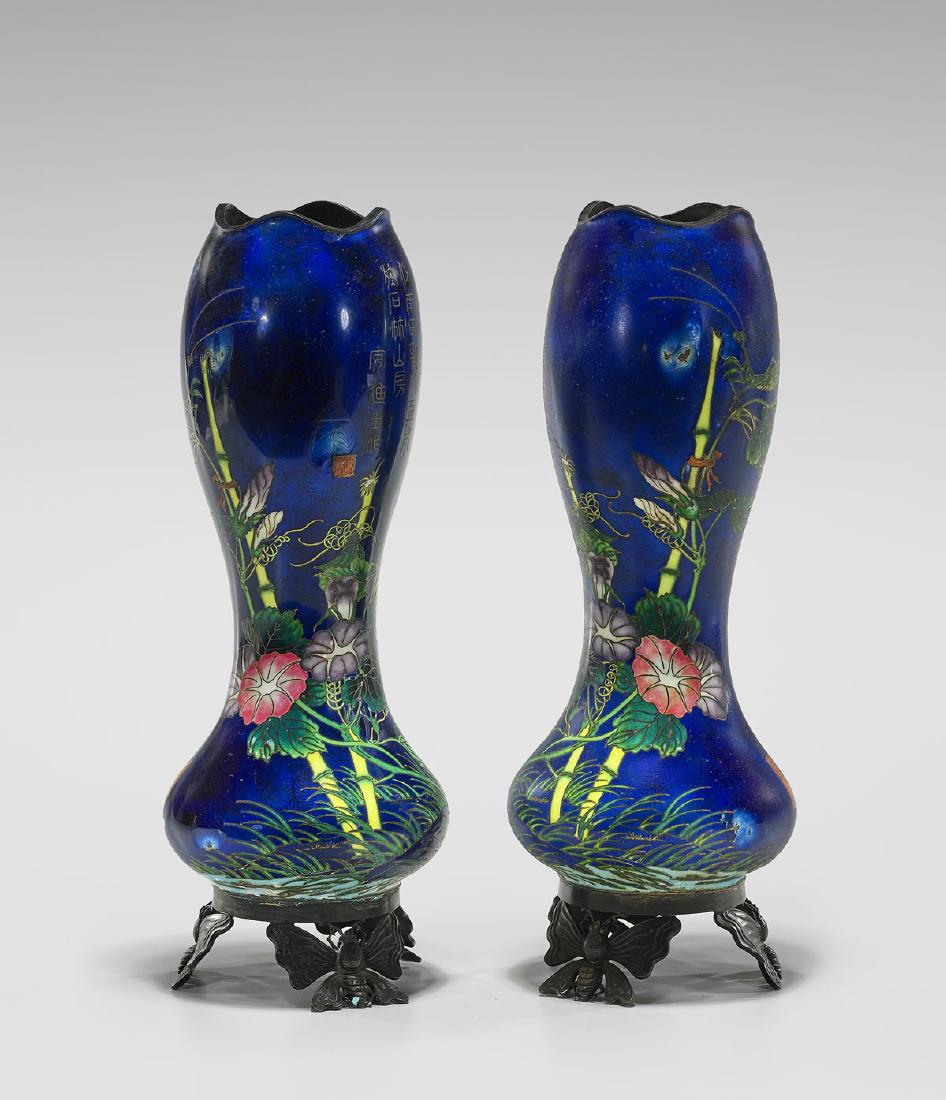 PAIR JAPANESE CLOISONNE VASES (1 of 2)