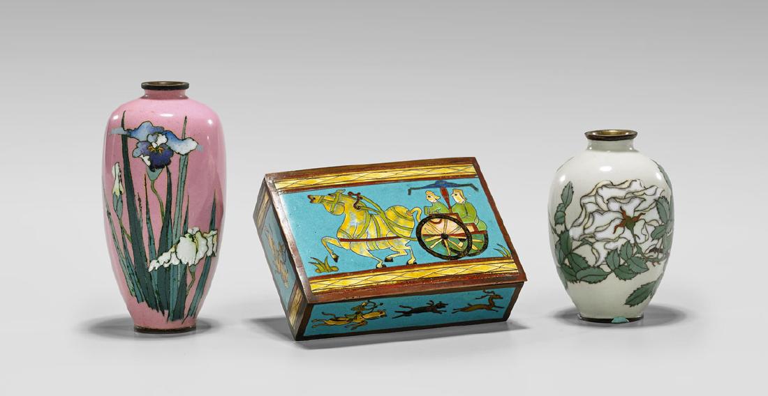 THREE JAPANESE CLOISONNE PIECES (1 of 1)