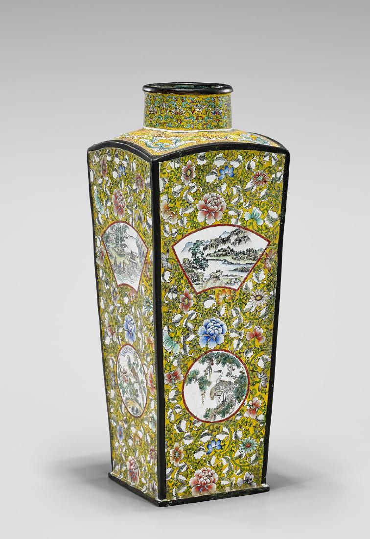 19TH CENTURY ENAMEL ON COPPER VASE (1 of 3)