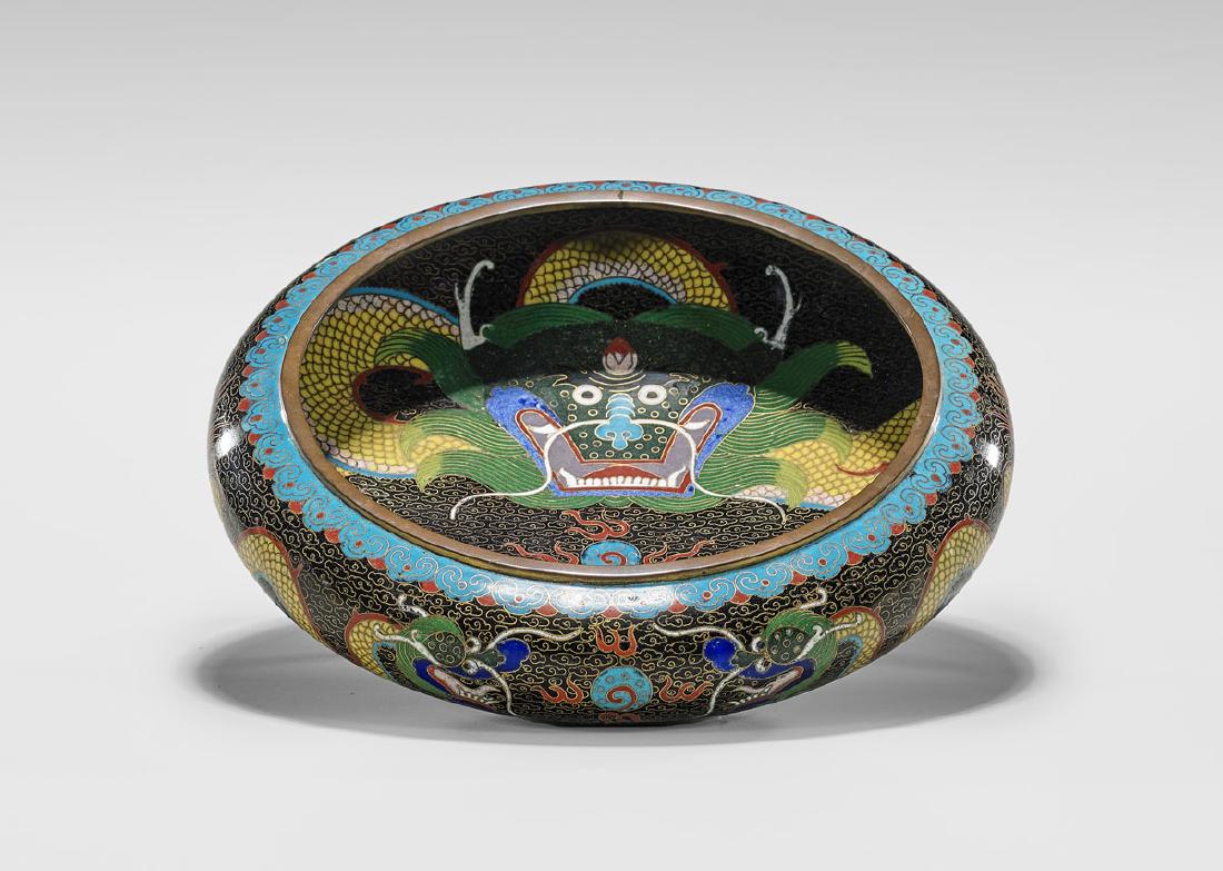 CLOISONNE ENAMEL 'DRAGON' BASIN (1 of 2)