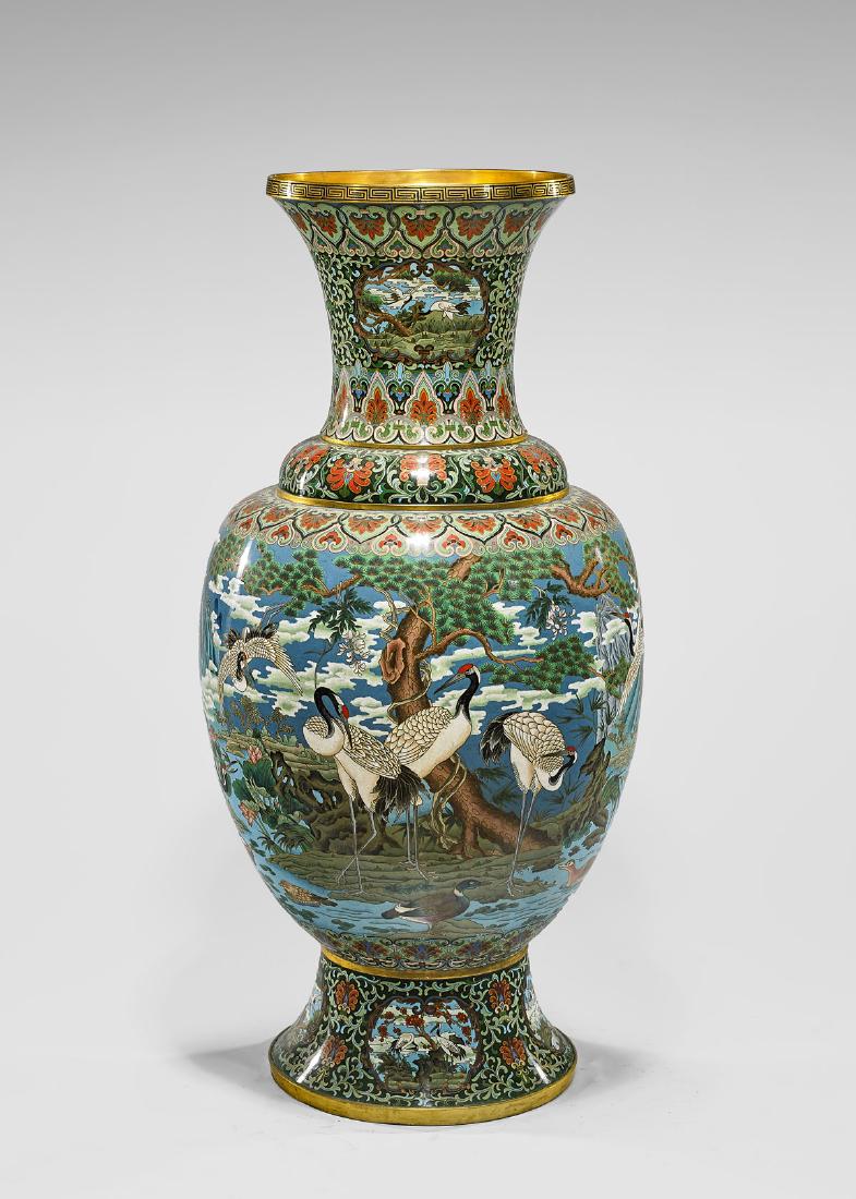 MASSIVE CLOISONNE ENAMEL VASE (1 of 2)