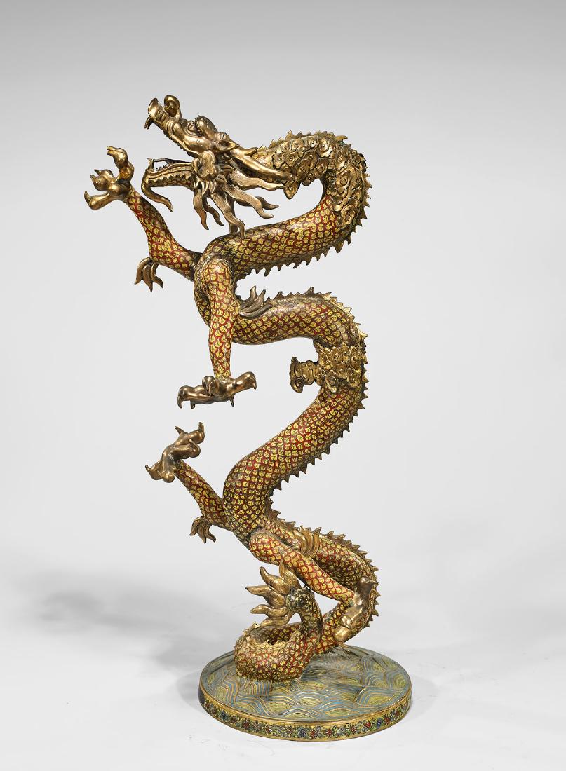LARGE CLOISONNE ENAMEL DRAGON (1 of 1)