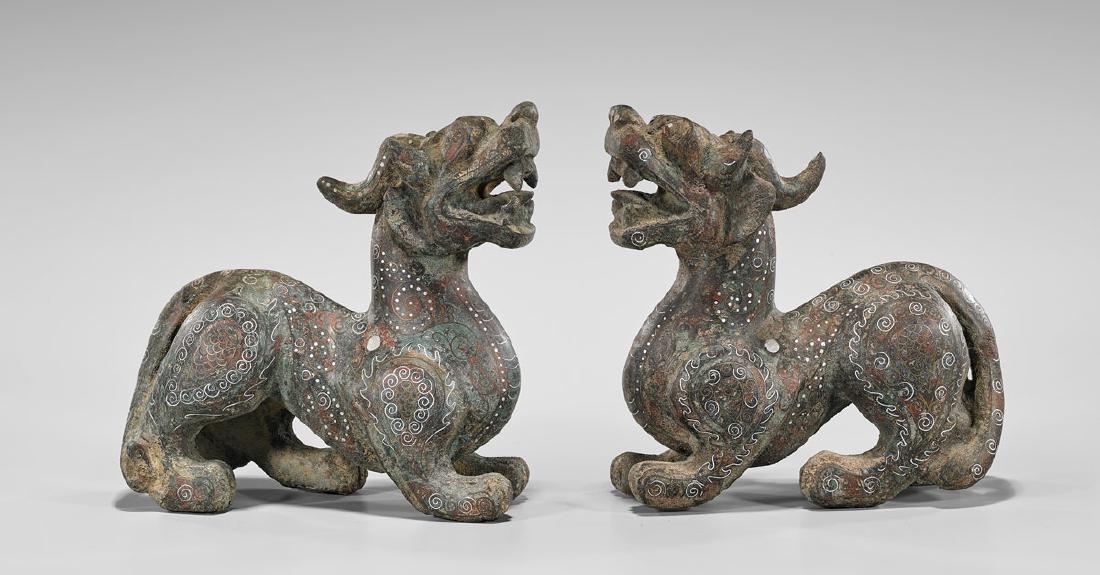 PAIR ARCHAISTIC BRONZE CREATURES (1 of 2)