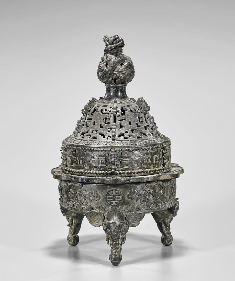19TH CENTURY BRONZE COVERED CENSER (1 of 3)