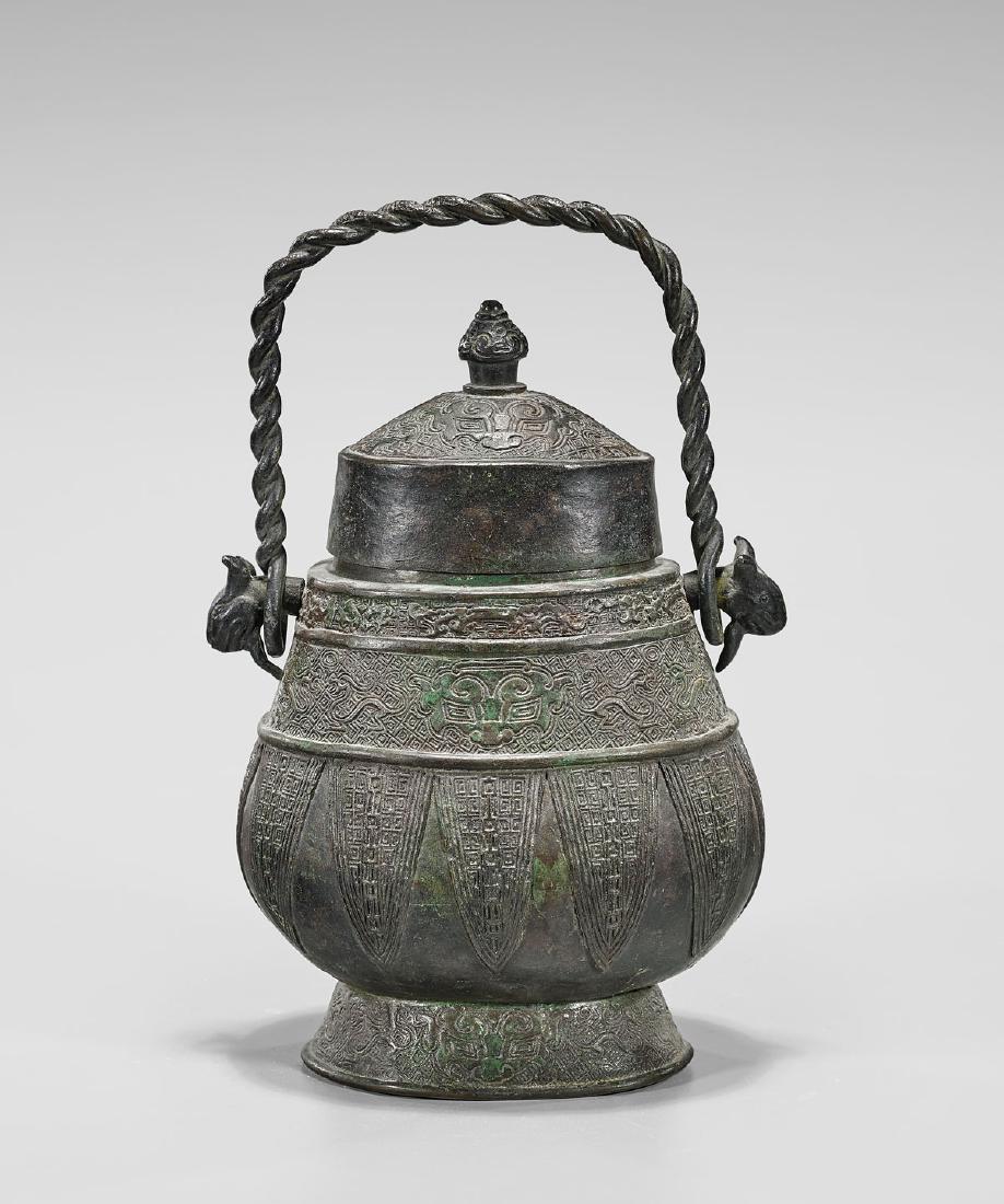 19TH CENTURY BRONZE COVERED 'HU' VASE (1 of 2)