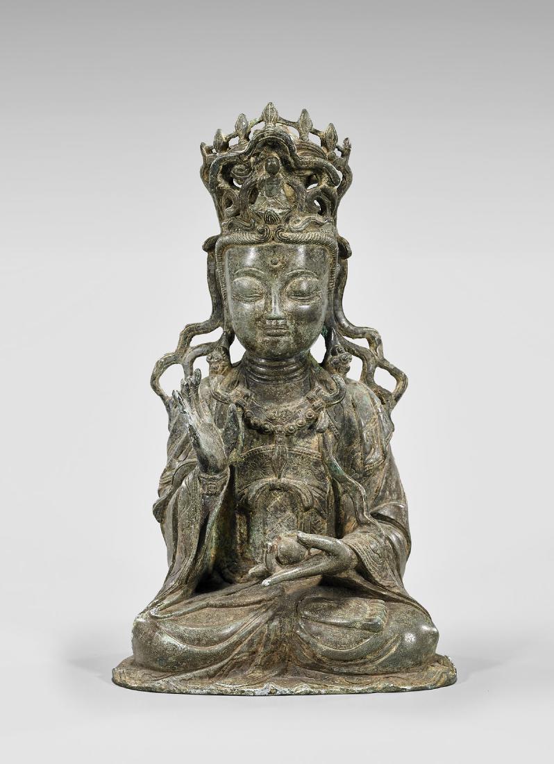 BRONZE SEATED FIGURE OF GUANYIN (1 of 2)