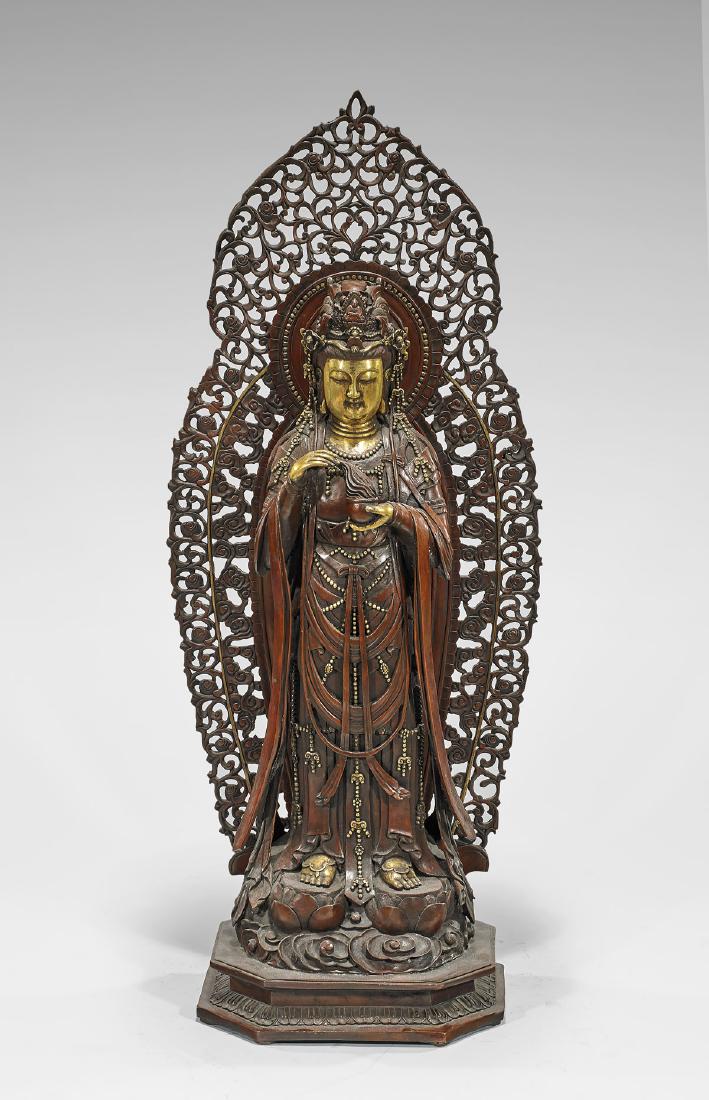 TALL PARCEL-GILT BRONZE FIGURE OF GUANYIN (1 of 1)