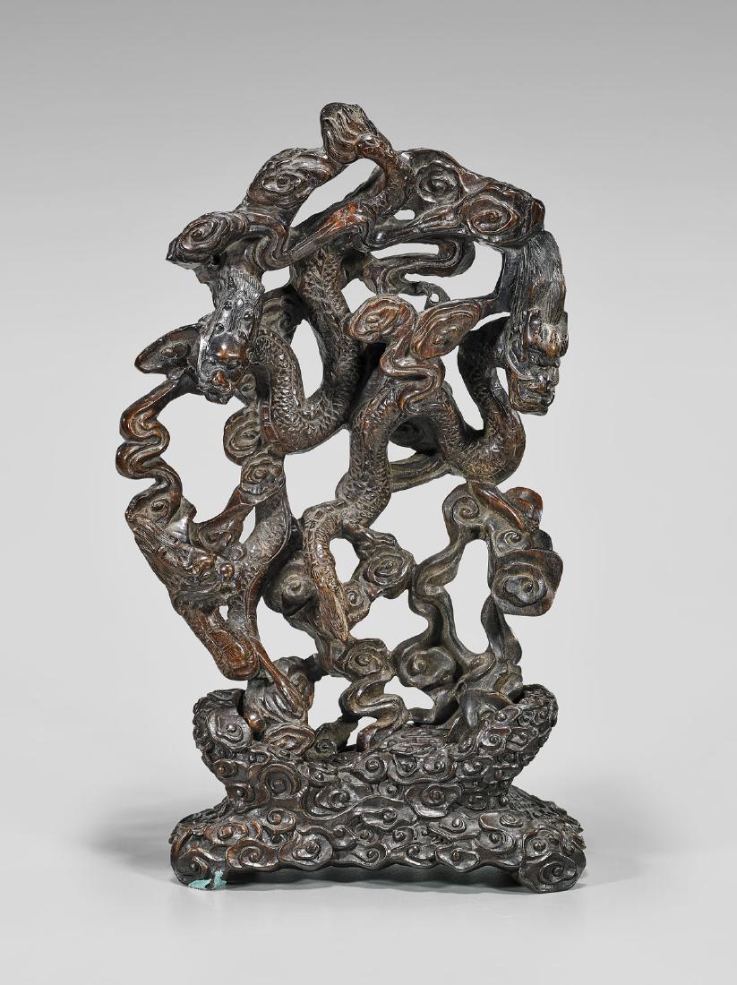 CARVED WOOD DRAGON GROUP (1 of 2)