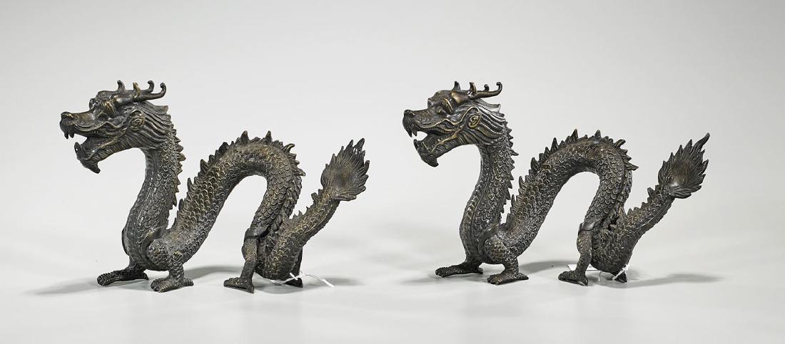 Pair Chinese Bronze Dragons (1 of 1)
