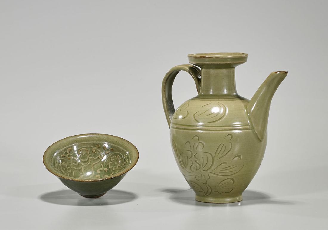 Two Yuan-Style Celadon Glazed Ceramics (1 of 1)