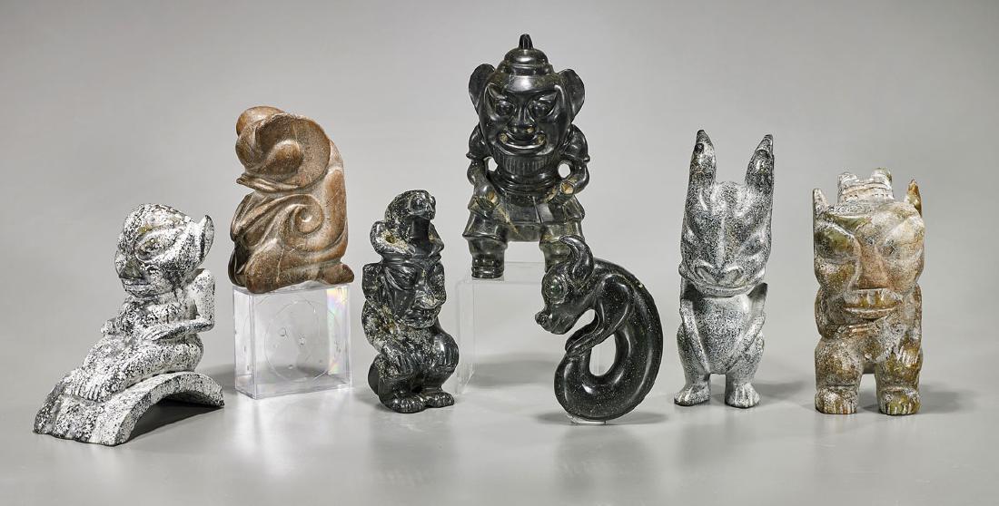 Group of Seven Chinese Neolithic-Style Carved (1 of 1)