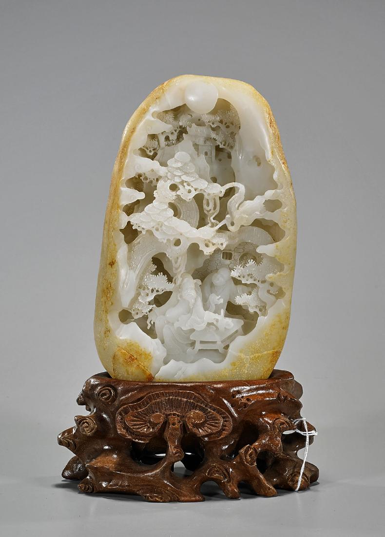 Chinese Carved Jade Or Hardstone Mountain (1 of 1)