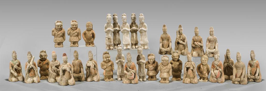 Large Group of Chinese Han & Tang-Style Pottery Figures (1 of 1)