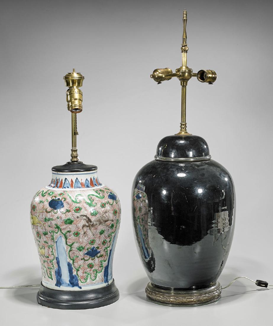 Two Chinese Porcelain Vases/Lamps (1 of 1)