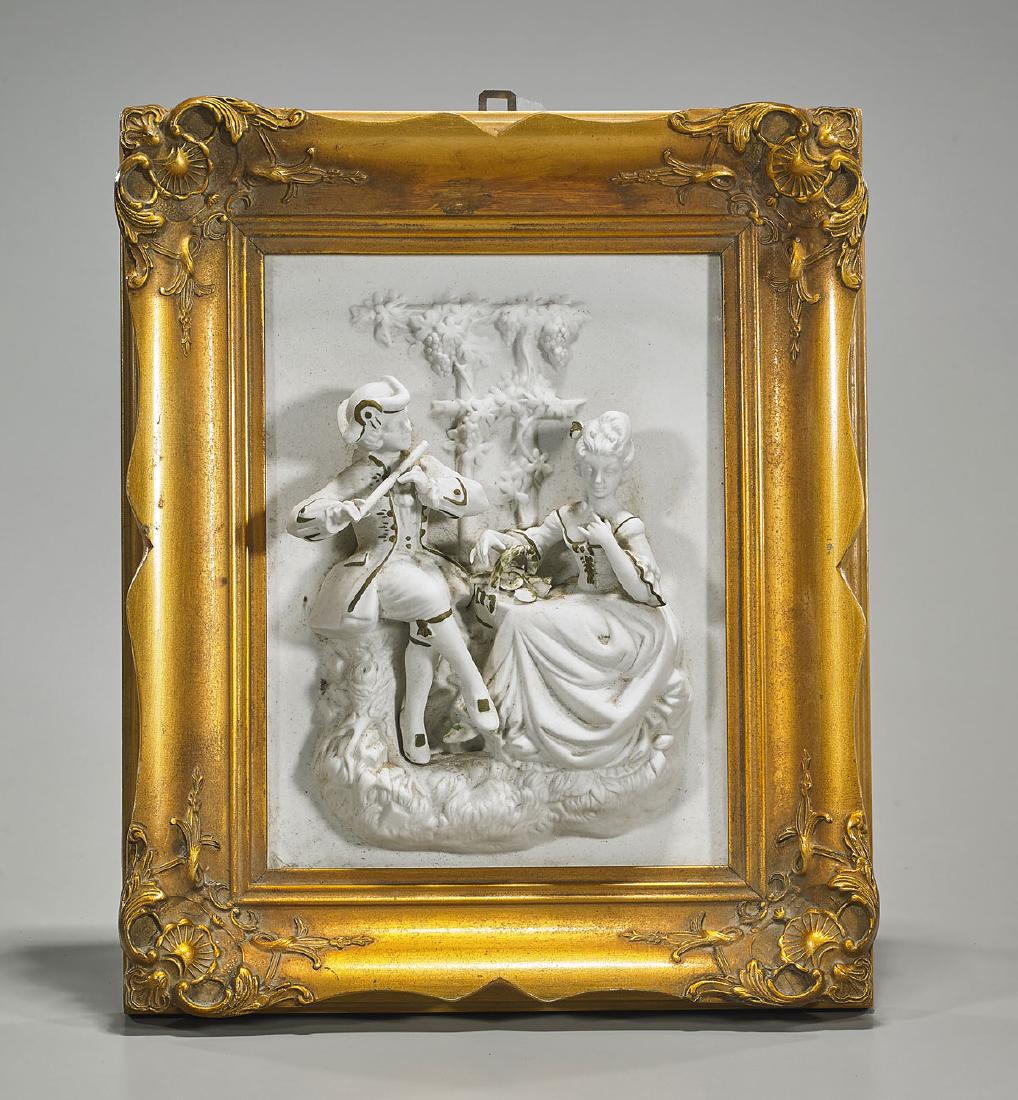 Bisque Porcelain Figural Relief Plaque (1 of 1)
