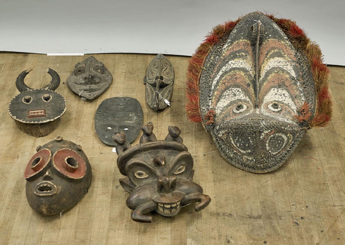 Group of Seven African & Papua New Guinea Masks (1 of 1)