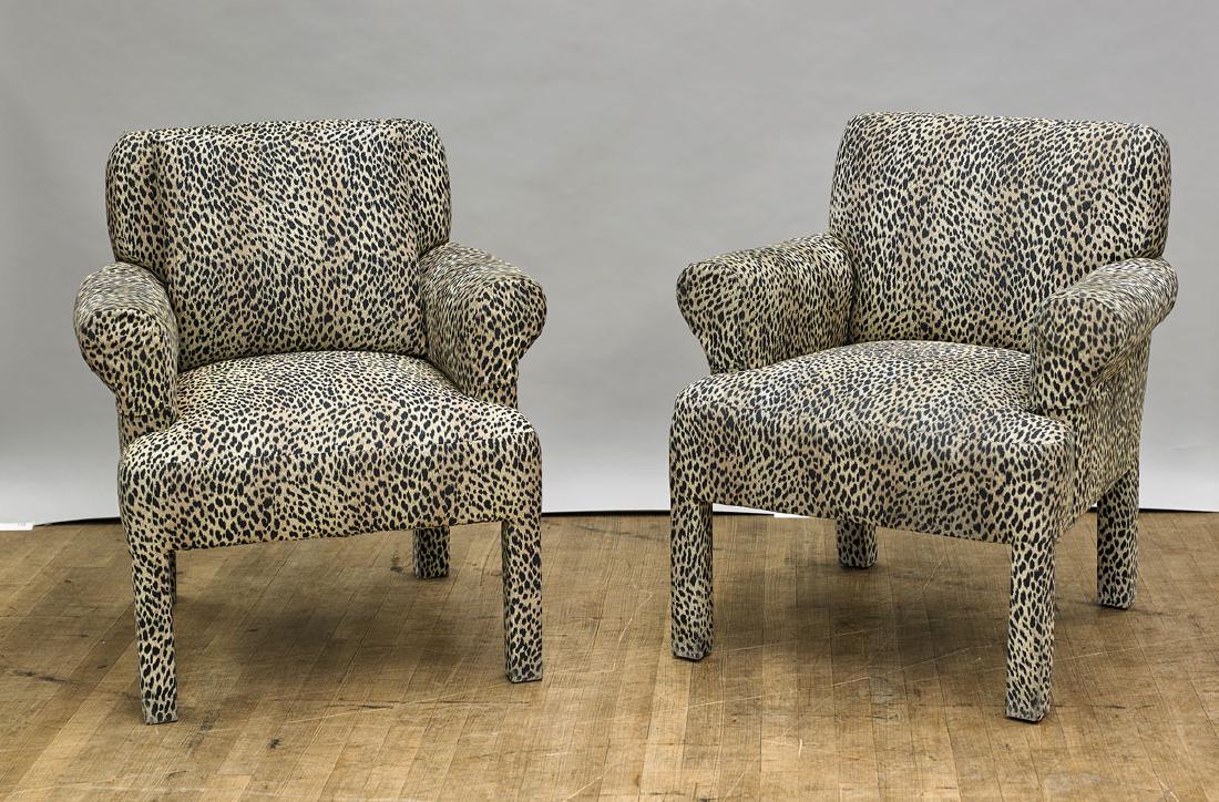 Four Carved Leopard Print Arm Chairs (1 of 2)