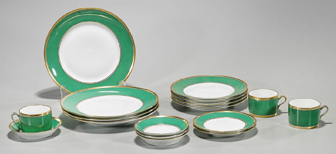Set of Richard Ginori Porcelains: Set of 17 Richard Ginori porcelains, including: three teacups; four saucers; two bread and butter plates; four salad plates; together with four dinner plates; each stamped to base; D: 10 1/2" (