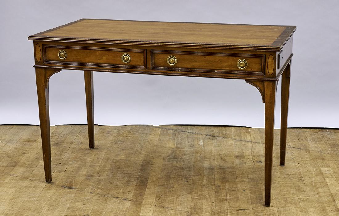 Henredon Wood Desk: Henredon wood desk; with separate lucite top; 31" x 48" x 26" (approx.)