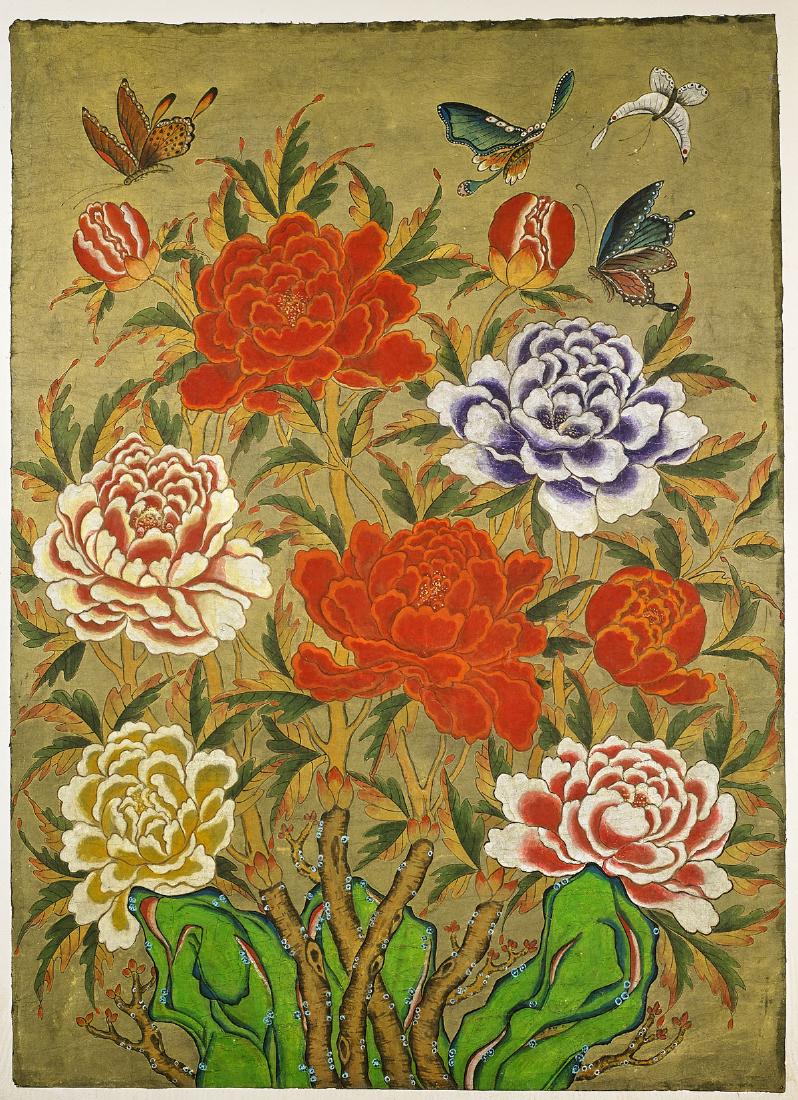 Korean Painting on Paper Flowers & Butterflies