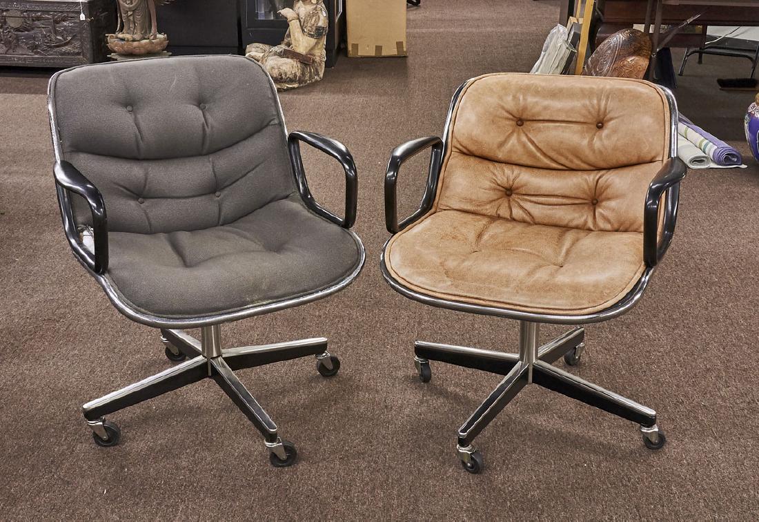 Two Knoll Office Chairs: Two Charles Pollock for Knoll swivel office chairs; 31" x 26 1/2" 28" (each, approx.)