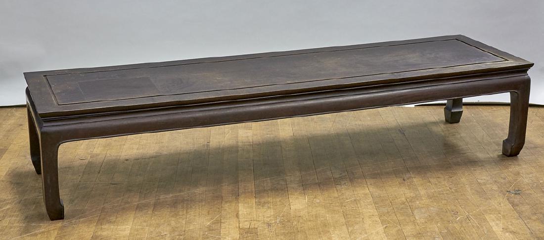 Chinese Carved Wood Low Table: Chinese carved wood low table; 15" x 72" x 20" (approx.)