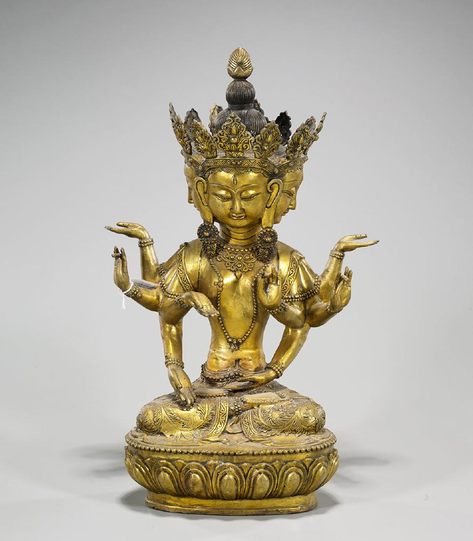 Chinese Gilt Bronze Seated Deity (1 of 3)