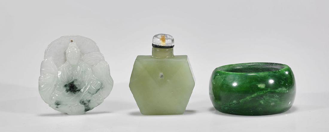 Group of Three Chinese Jadeite & Hardstone Carvings (1 of 1)