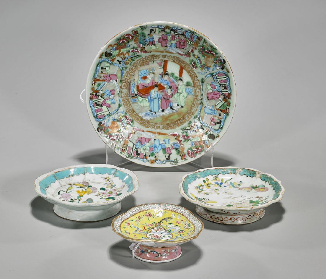 Group of Four Chinese Enameled Porcelain Dishes (1 of 1)