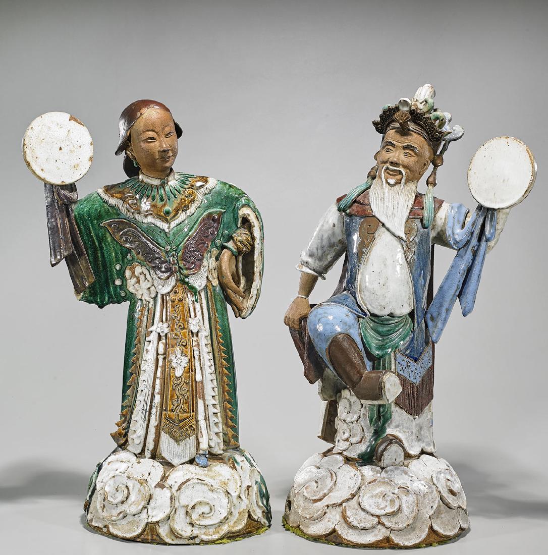 Two Large Chinese Glazed Ceramic Figures (1 of 1)