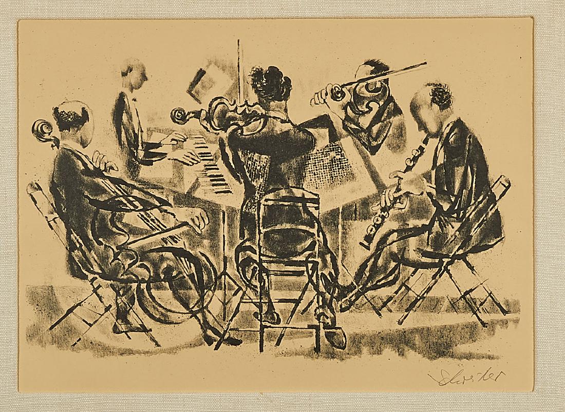 Group of Three Various Artworks: Group of three various artworks: lithograph by Georges Schreiber (Belgian-American, 1904-1977), signed to lower right; etching by Joseph Margulies (American, 1896-1984), signed to lowe