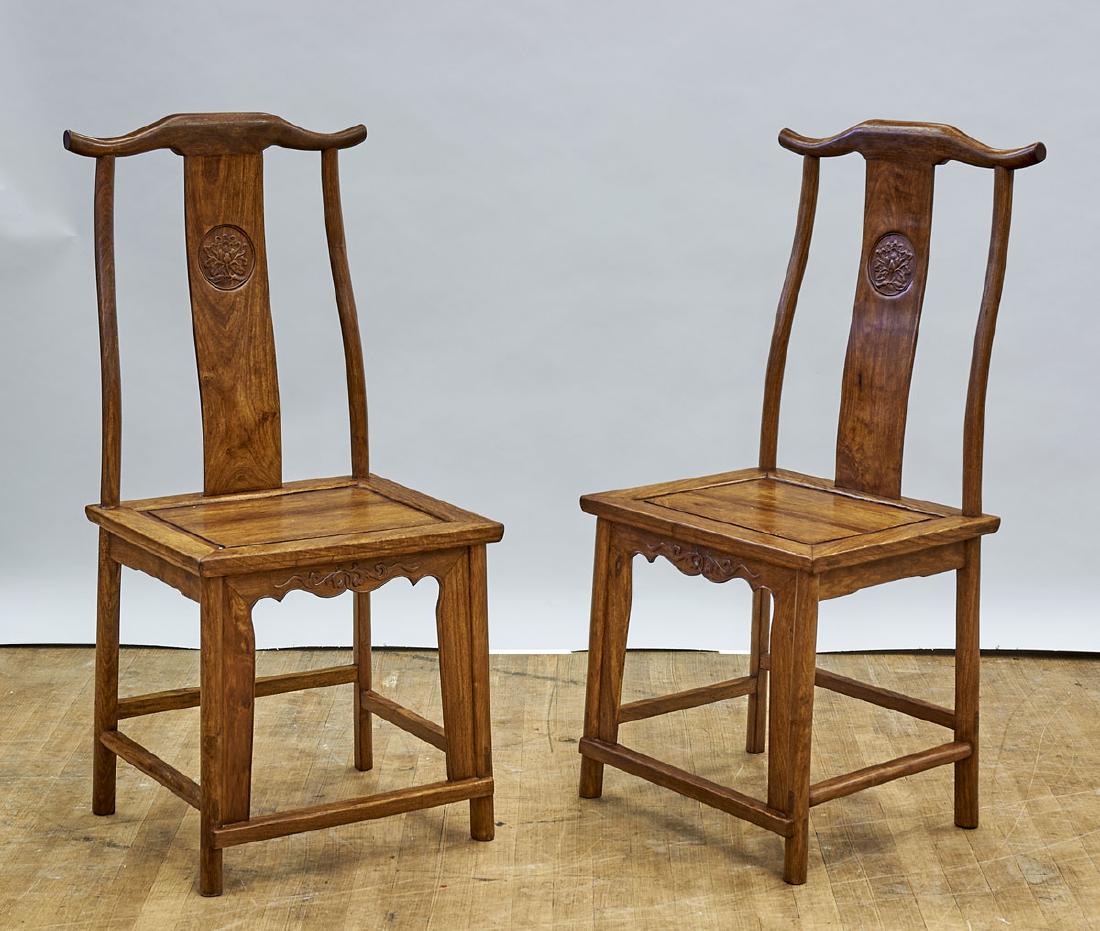 Pair Chinese Carved Hardwood Chairs (1 of 1)
